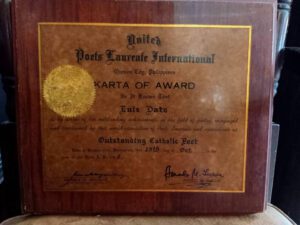 Awards and Recognition Luis G. Dato 7 Outstanding Catholic Poet recognition Luis G. Dato